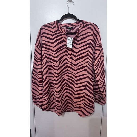 ALFANI CORAL TIDES CHEVERON ZEBRA LONG SLEEVE BLOUSE SZ L P1-28 NEW - Picture 2 of 10